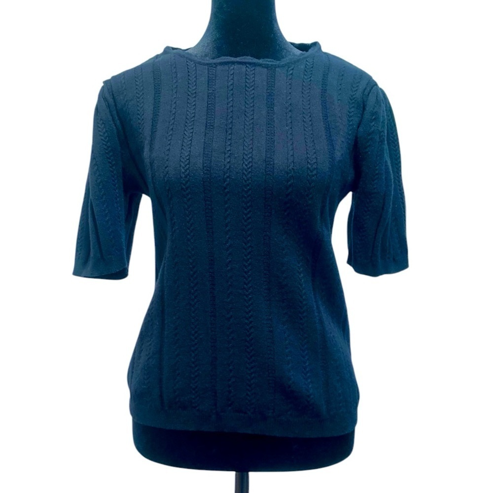 Chic Style Cable-Knit Short-Sleeve Sweater Size XL​​​​